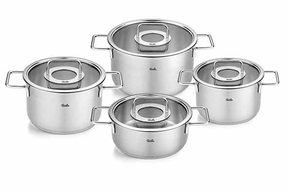 Pure Collection set van 4 kookpotten 16-20-24 cm glazen deksels