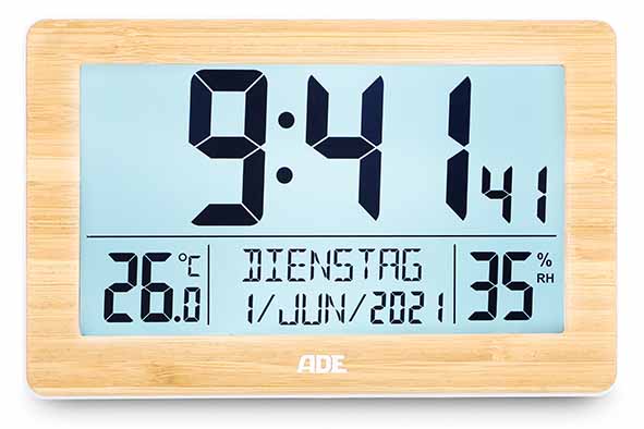 Digitale XL-klok met alarmfunctie, radiogestuurd, incl. 2x AA