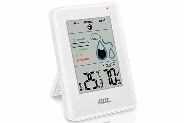 Thermo- en hydrometer wit met schimmelalarm 13 x 9 x 3,5 cm