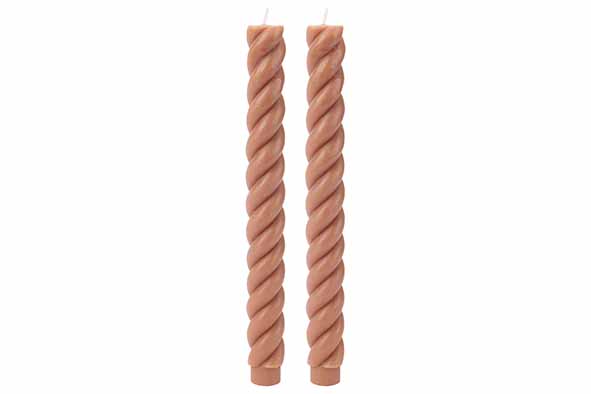 Kerze 2er-Set Swirl braun 2 x 2 x H24 cm