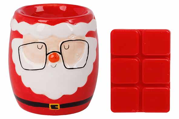 Wax melt cadeauset Santa Berry rood 8 x 8 x H9 cm keramiek 12H set van 2