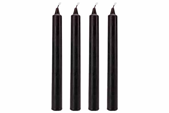 Kerze 4er-Set Black Dripping, schwarz 2 x 2 x 20 cm, 7 h
