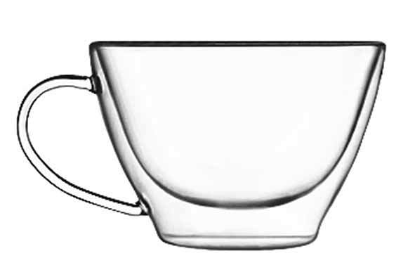 Thermic Glass Kaffeeglas 2er-Set, doppelwandig, mit Henkel, 385 ml