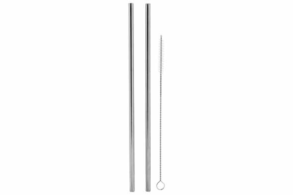 Trinkhalme Edelstahl gerade 21,4 cm 21er-Set mit Bürste 18 cm