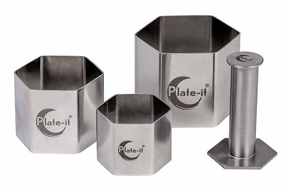 Garnituurring hexagon set van 4 zilver 9,5 x 9,5 x 13 cm