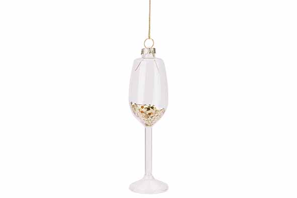 Christmas hanger champagne glass transparent glass 4 x 4 x 14 cm