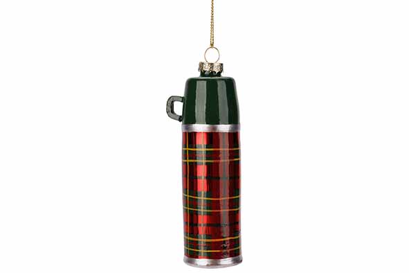 Kersthanger fles glas rood groen 4 x 4 x 12 cm