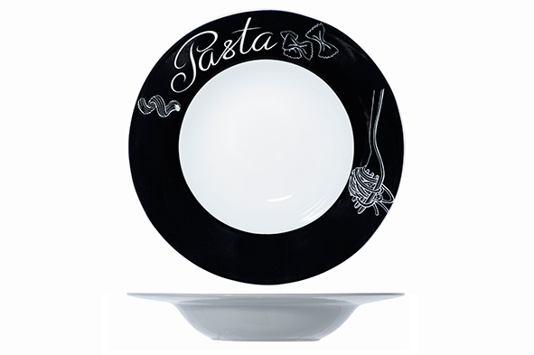 Pastabord Ø 27,5 cm, porcellain, zwart wit