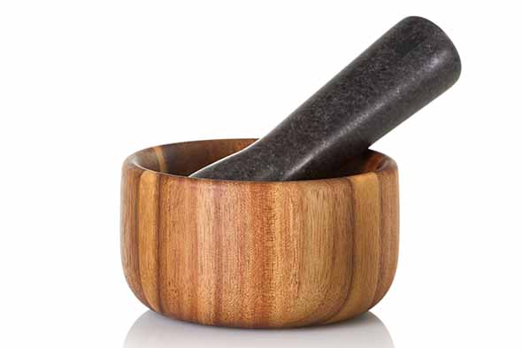Mortier en vijzel D11 x H6 cm acacia