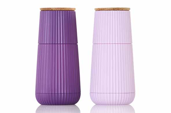 Set van 2 peper-zoutmolen paars-roze D5,8 x H12,3 cm