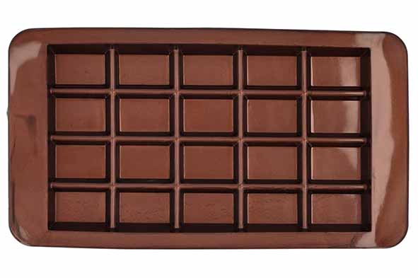 Set van 2 chocoladevormen, siliconen, bruin, 21,5 x 11,7 x 1,5 cm