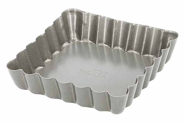 Bakers Best mini taartvorm rechthoekig 10 x 10 x H 2 cm losse bodem - non-stick