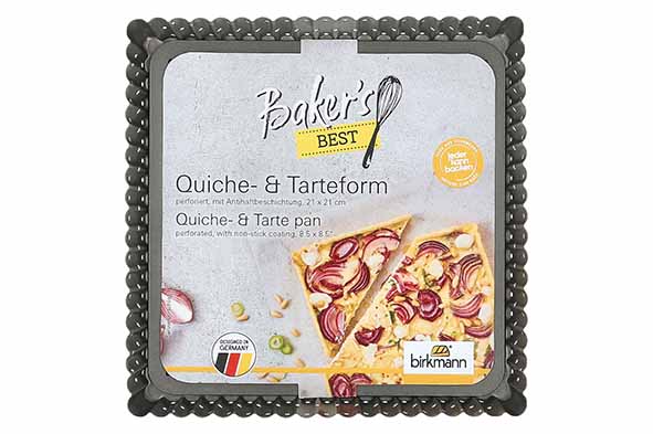 Bakers Best taart- en quichevorm 21 x 21 x H 3 cm perf. losse bodem - non-stic