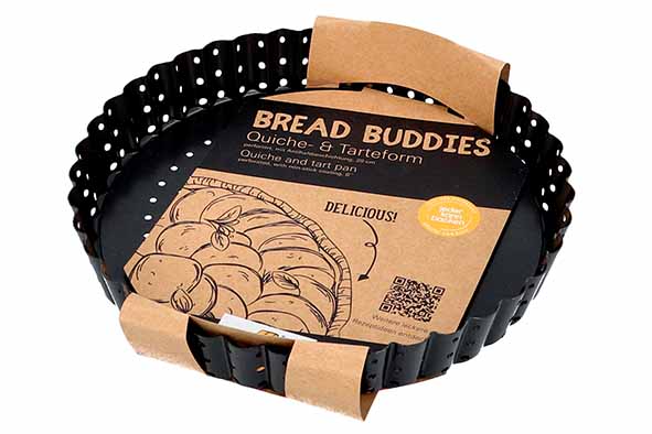 Bread Buddies taart- en quichevorm 20 x 20 x 3 cm, met losse bodem, geperforeerd