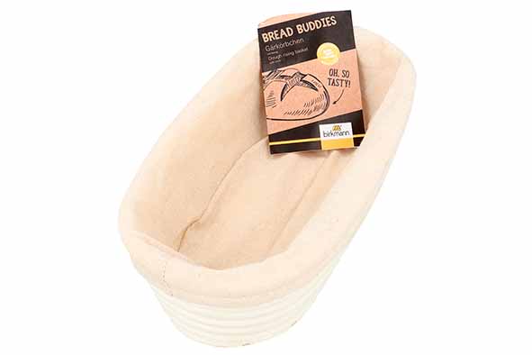 Bread Buddies rijsmand ovaal, 30 x 14 cm, hoogte 8 cm, met katoenen hoes