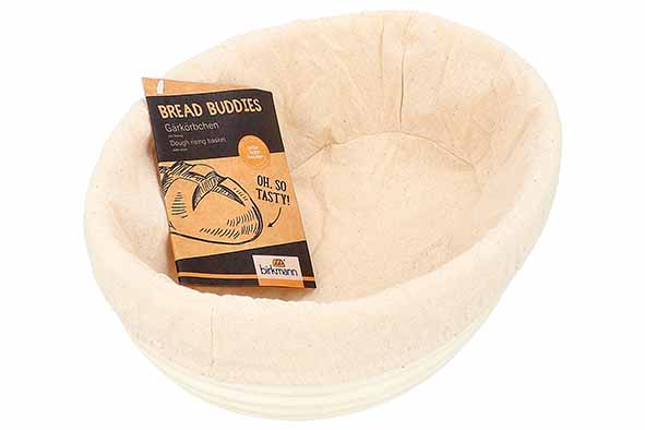 Bread Buddies rijsmand ovaal 24,5 x 18,5 x H 9,5 cm met katoenen hoes