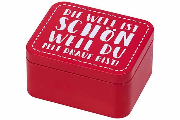 Colour Kitchen cadeaudoos The world is beautiful 12 x 10 x 6,2 cm rood blik