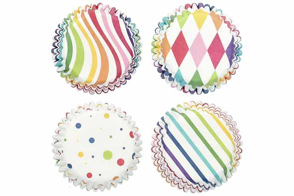 Mini-muffinvormpjes, regenboog, set van 100, 4.5 x 4.5 x 2.5 cm