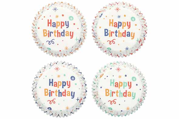 Muffinvormpjes set van 100 Happy Birthday Ø 7 x 3 cm