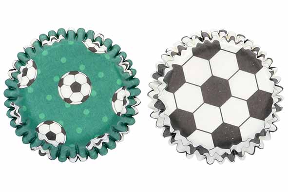 Mini-muffinvormpjes, voetbal, set van 100, 4.5 x 4.5 x 2.5 cm