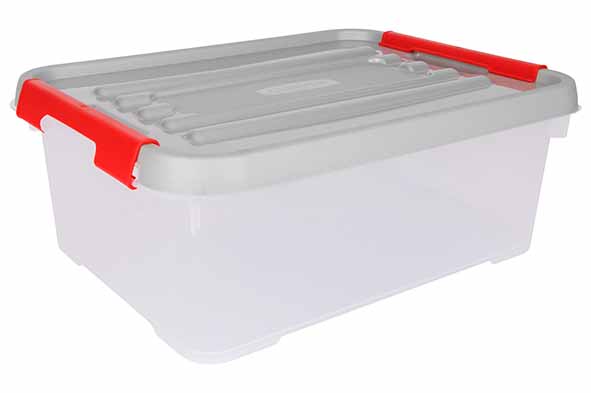 Handy Plus kerstbox 12 l 40 x 29 x 15 cm grijze deksel, rode clips