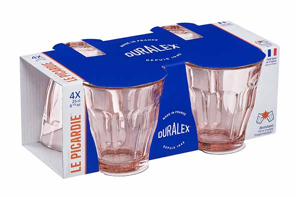 Picardie gobelet rose 25 cl, lot de 4
