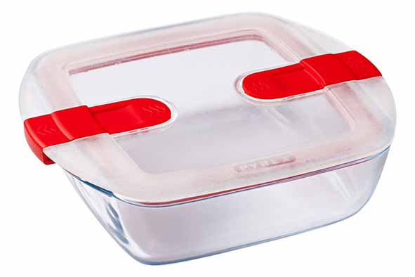 Cook & Heat ovenschotel vierkant 1 l 20 x 17 x 6 cm met kunststof deksel