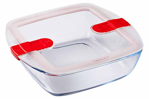 Cook & Heat ovenschotel vierkant 2,2 l 25 x 22 x 7 cm met kunststof deksel
