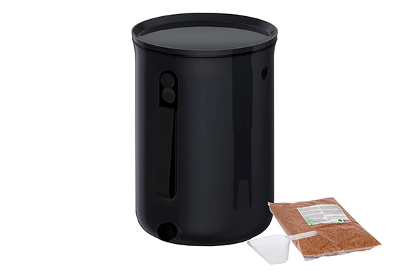 Organko 2 Bokashi Ocean 9,6 l zwart, Ø 23,3 cm x H 32,3 cm, incl. 1 kg zemelen