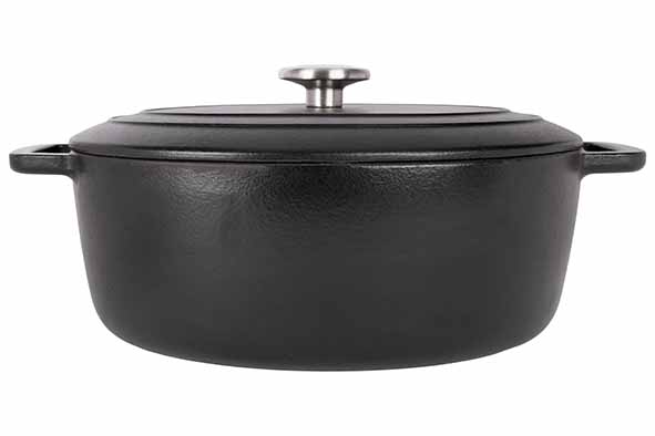Fontestic kookpot zwart ovaal 31 x 24 x 12 cm gietijzer met deksel