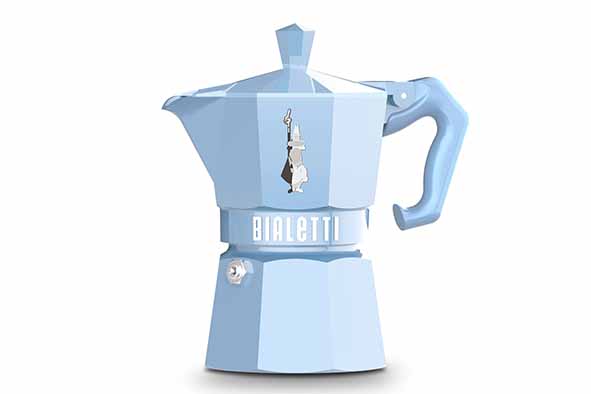 Moka Exclusive koffiemaker, blauw aluminium, 130 ml, 14,5 x 10,5 x 17 cm