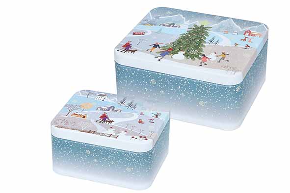 Koekjestrommel set van 2 Winter Wonderland small 15 x 13 x 7 cm
