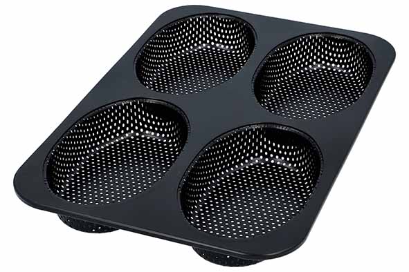 Bread Buddies bakplaat voor 4 broodjes, perfor, antiaanbak 30,5 x 20 x 3,2 cm