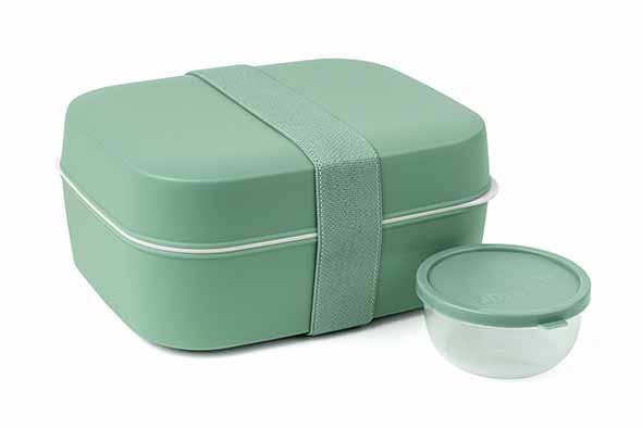 Amuse lunchbox 3-in-1, saliegroen, 18 x 15,2 x 8,2 cm