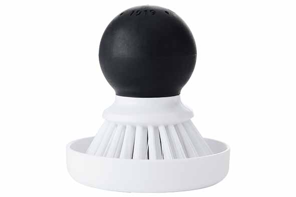 Palmenbürste mit Halter Ø 9 cm, H 9 cm, weiß, schwarz