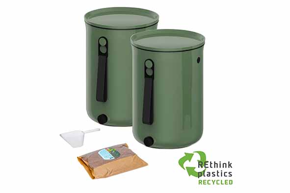 Bokashi Organko groen set van 3 compostbak 9,6 l