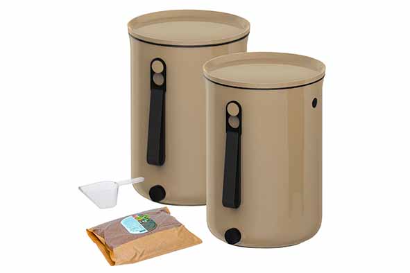 Bokashi compostbak beige 9,6 l, Ø 23,3 cm, 49 x 25,2 x 35,5 cm