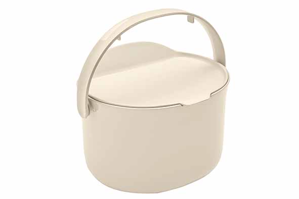 Bokashi Daily afvalemmer, crèmewit, kunststof, 3,3 l, 24,7 x 21,3 x 17,5 cm