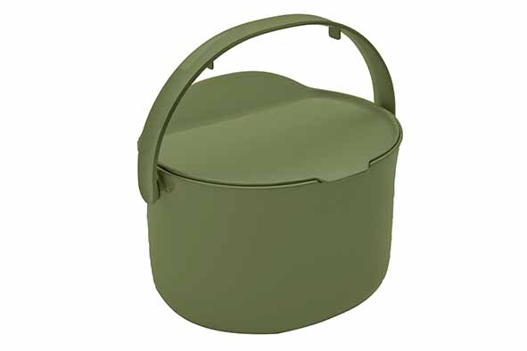 Bokashi Daily afvalemmer, olijfgroen, kunststof, 3,3 l, 24,8 x 21,5 x 17,5 cm