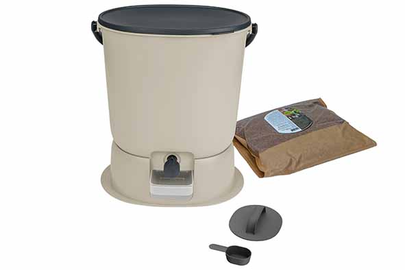 Bokashi Essential compostbak, crèmewit, polypropyleen, 15,3 l, 37 x 29 x 34,5 cm