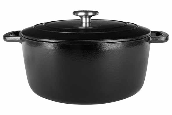 Fontestic kookpot zwart gietijzer met deksel Ø 28 x 13 cm