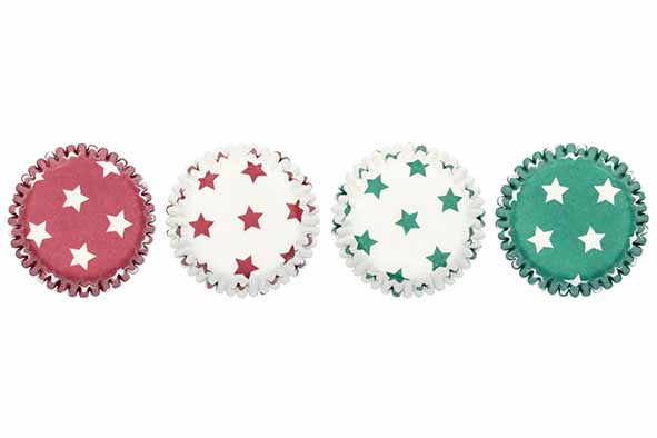 Christmas mini-muffinvorm sterren, set van 100, 4,5 x 4,5 x h2,5 cm