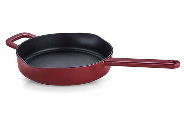 Moments braadpan burgundy red Ø 26 cm, gietijzer, zwart/rood