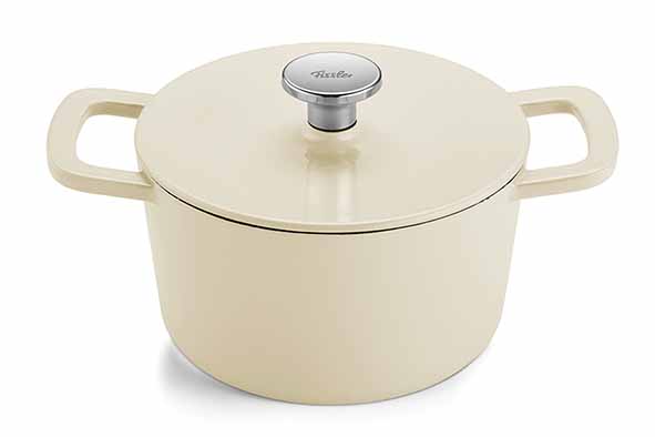 Moments kookpot ivory white Ø 20 cm, gietijzer, wit/zwart