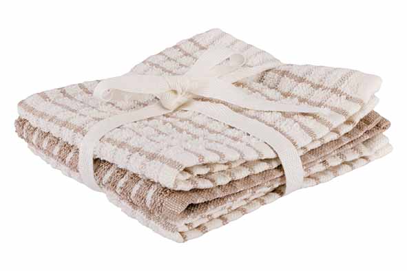 Stoff-Abwaschtuch Sand, 3er-Set 30 x 30 cm