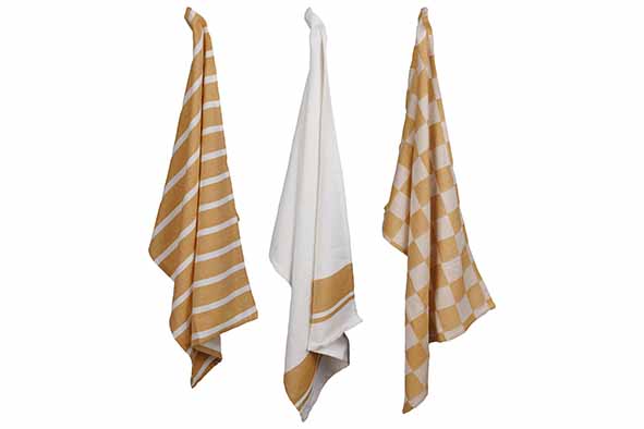 Stoff keukenhanddoek amber gold, set van 3 50 x 70 cm