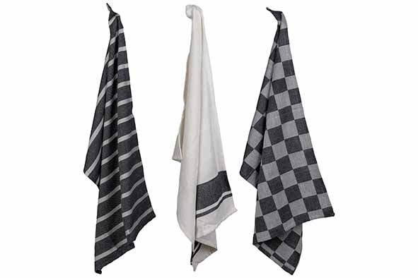 Stoff keukenhanddoek black chambray, set van 3 50 x 70 cm