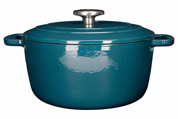 Fontestic kookpot groen 4,6 l, Ø 24 x H 11.6 cm, gietijzer met deksel