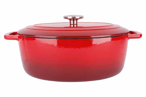 Fontestic kookpot Traditional Red ovaal 31 x 24 x H12 cm gietijzer met deksel