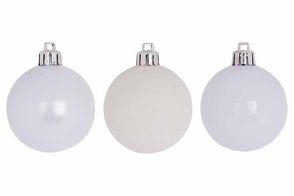 Kerstbal wit 6 cm set van 12
